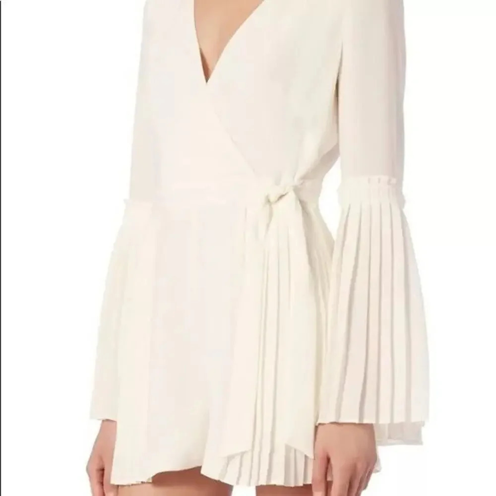 NWT Intermix‎ Women’s Small Kingston Pleated Long Sleeve Ivory Wrap Skort Romper